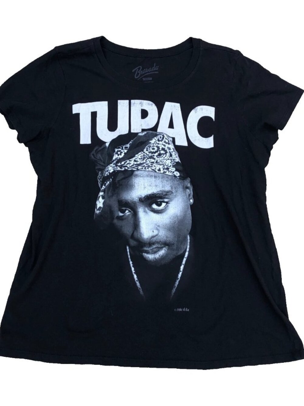 BRAVADO Tupac 2 Pac T Shirt Women's 2XL Black Short Sleeve Top Crew